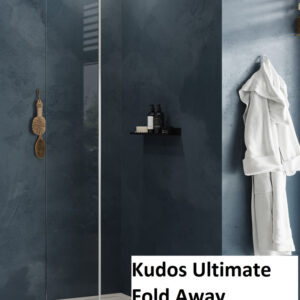 Kudos Ultimate 300mm Fold Away Deflector Panel - 10mm - Left Hand - Brushed Nickel