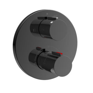 Roca T-1000 Dual Outlet Built In Thermostatic Bath Shower Mixer - Titanium Black (incl. Roca box)