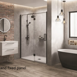 Aquadart Venturi 10 1700mm Recessed Door & Fixed Panel - Matt Black