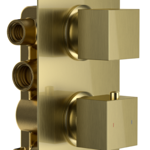 Bedgebury Double Outlet - Two Controls - Concealed Thermostatic Valve - Brushed Brass