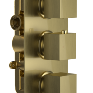 Bedgebury Double Outlet - Three Controls - Concealed Thermostatic Valve - Brushed Brass