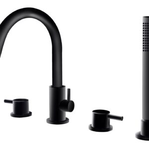 Bewl Deck Mounted 4TH Bath Shower Mixer - Matt Black