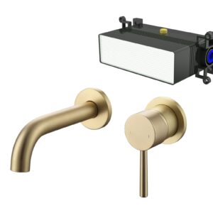 Bewl Wall Mounted Single Lever Basin Mixer - Brushed Brass (incl. EZ-Box)