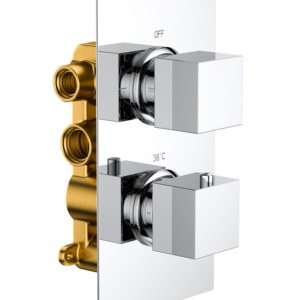 Bedgebury Double Outlet - Two Controls - Concealed Thermostatic Valve - Chrome