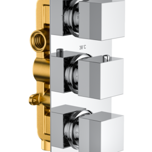 Bedgebury Double Outlet - Three Controls - Concealed Thermostatic Valve - Chrome