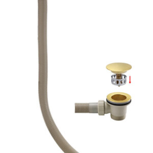 Round Bath Filler with Easy Clean Push Button Waste - Brushed Brass