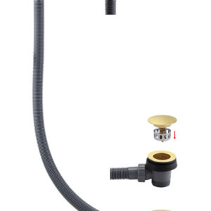 Easy Clean Bath Push Button Waste and Overflow - Brushed Brass