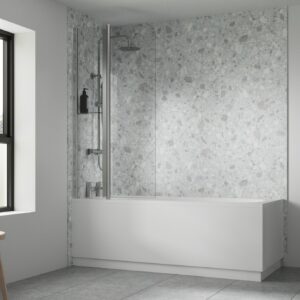 Artesan Hapi6 v2 Fixed Bath Screen - 1500 x 900mm - Polished Silver