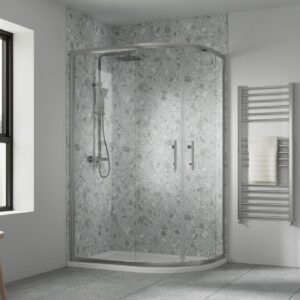 Artesan Hapi6 v2 900 x 760mm Double Door Offset Quadrant - Polished Silver