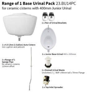 Base Range Of One - China Cistern - 400mm Urinal Set