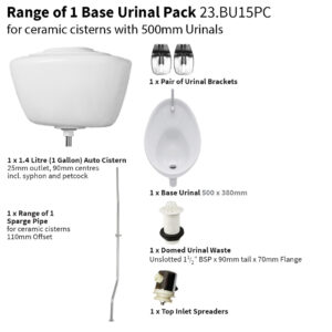 Base Range Of One - China Cistern - 500mm Urinal Set