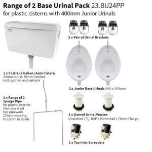 Base Range Of Two - Plastic Cistern - 400mm Urinal Set