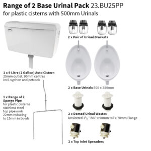 Base Range Of Two - Plastic Cistern - 500mm Urinal Set