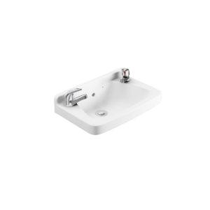 Base Square Cloakroom Basin 458mm x 302mm - 2 Tap Hole - White