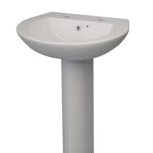 Base 560mm 2 Tap Hole Basin - White