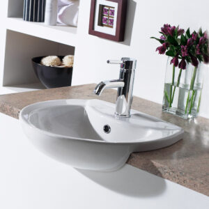Base 500 x 420mm Semi Recessed Basin - 1 Tap Hole
