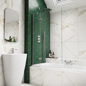 Inspire Two Panel Out Swing Bathscreen - Left Hand (8mm)