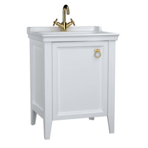 VitrA Valarte 65cm Washbasin & Unit 1 Door Left Hand Hinged - 1 Tap Hole - Matt White