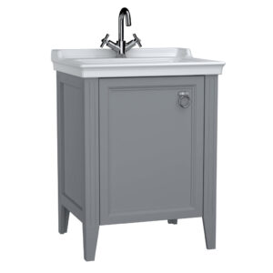 VitrA Valarte 65cm Washbasin & Unit 1 Door Left Hand Hinged - 1 Tap Hole - Matt Grey