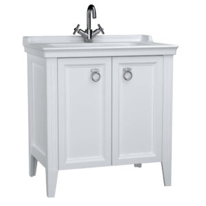 VitrA Valarte 80cm Washbasin & Unit 2 Door - 1 Tap Hole - Matt White