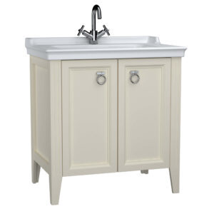 VitrA Valarte 80cm Washbasin & Unit 2 Door - 1 Tap Hole - Matt Ivory