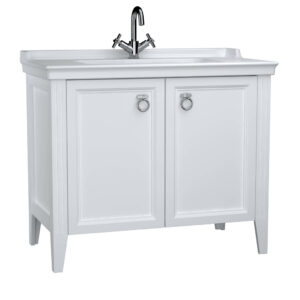VitrA Valarte 100cm Washbasin & Unit 2 Door - 1 Tap Hole - Matt White