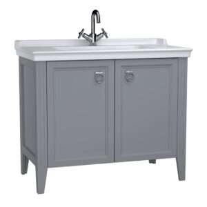 VitrA Valarte 100cm Washbasin & Unit 2 Door - 1 Tap Hole - Matt Grey