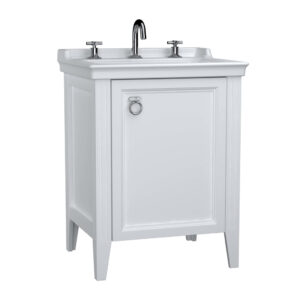 VitrA Valarte 65cm Washbasin & Unit 1 Door Left Hand Hinged - 3 Tap Hole - Matt White