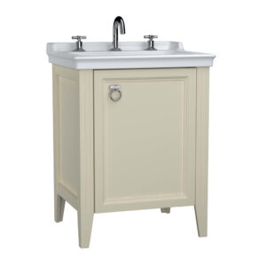 VitrA Valarte 65cm Washbasin & Unit 1 Door Left Hand Hinged - 3 Tap Hole - Matt Ivory