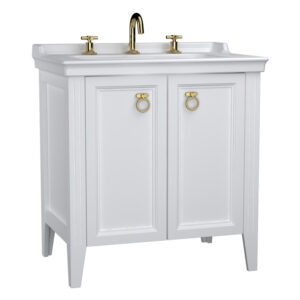 VitrA Valarte 80cm Washbasin & Unit 2 Door - 3 Tap Hole - Matt White