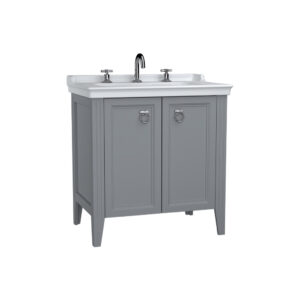 VitrA Valarte 80cm Washbasin & Unit 2 Door - 3 Tap Hole - Matt Grey
