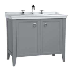 VitrA Valarte 100cm Washbasin & Unit 2 Door - 3 Tap Hole - Matt Grey