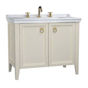 VitrA Valarte 100cm Washbasin & Unit 2 Door - 3 Tap Hole - Matt Ivory