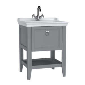 VitrA Valarte 65cm Washbasin & Unit 1 Drawer - 1 Tap Hole - Matt Grey
