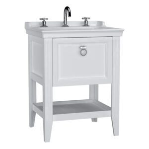VitrA Valarte 65cm Washbasin & Unit 1 Drawer - 3 Tap Hole - Matt White