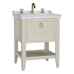 VitrA Valarte 65cm Washbasin & Unit 1 Drawer - 3 Tap Hole - Matt Ivory