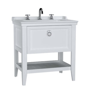 VitrA Valarte 80cm Washbasin & Unit 1 Drawer - 3 Tap Hole - Matt White
