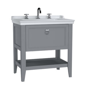 VitrA Valarte 80cm Washbasin & Unit 1 Drawer - 3 Tap Hole - Matt Grey