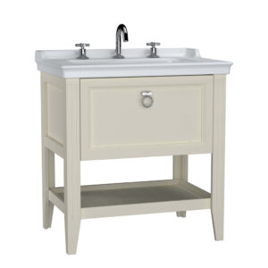 VitrA Valarte 80cm Washbasin & Unit 1 Drawer - 3 tap Hole - Matt Ivory