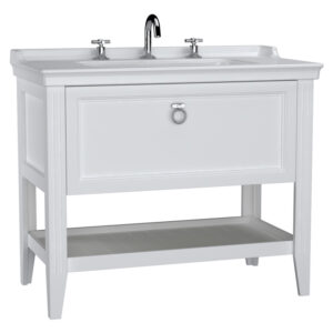 VitrA Valarte 100cm Washbasin & Unit 1 Drawer - 3 Tap Hole - Matt White