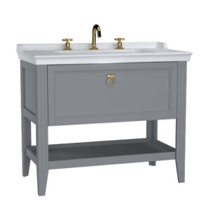 VitrA Valarte 100cm Washbasin & Unit 2 Door - 3 Tap Hole - Matt Grey