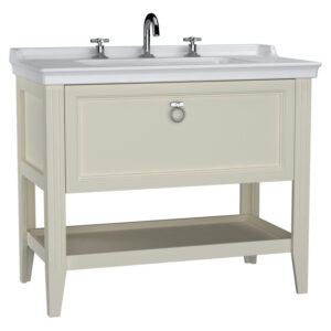 VitrA Valarte 100cm Washbasin & Unit 1 Drawer - 3 Tap Hole - Matt Ivory
