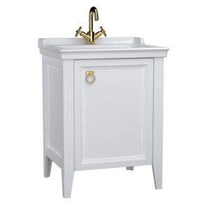 VitrA Valarte 65cm Washbasin & Unit 1 Door Right Hand Hinged - 1 Tap Hole - Matt White