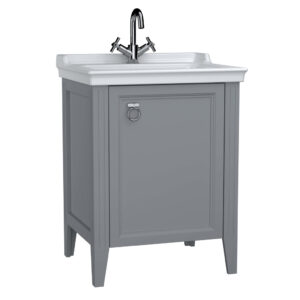 VitrA Valarte 65cm Washbasin & Unit 1 Door Right Hand Hinged - 1 Tap Hole - Matt Grey