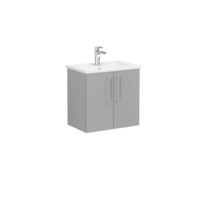 VitrA Root Flat Compact 2 Door Wall Hung Unit 600mm - Matt Rock Grey