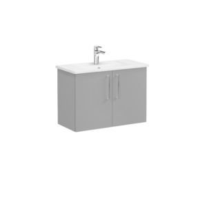 VitrA Root Flat Compact 2 Door Wall Hung Unit 800mm - Matt Rock Grey