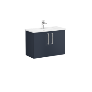VitrA Root Flat Compact 2 Door Wall Hung Unit 800mm - Matt Dark Blue