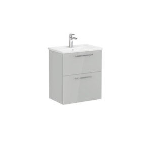 VitrA Root Flat Compact 2 Drawer Wall Hung Unit 600mm - Gloss Pearl Grey