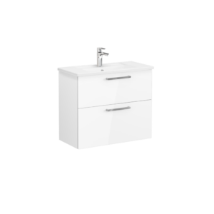 VitrA Root Flat Compact 2 Drawer Wall Hung Unit 800mm - Gloss White