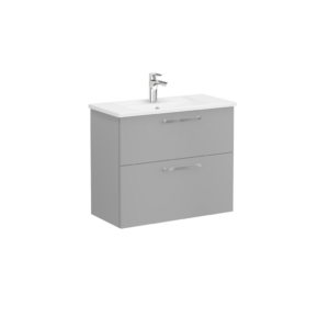 VitrA Root Flat Compact 2 Drawer Wall Hung Unit 800mm - Matt Rock Grey